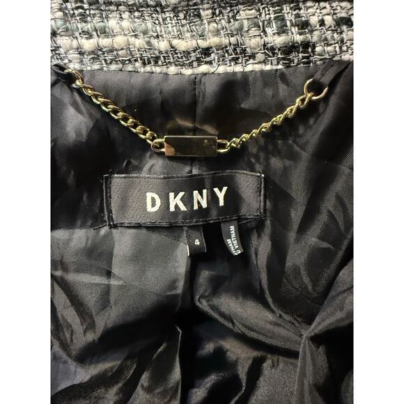 DKNY Tweed Blazer Jacket, Black Gray Frayed Edge Boucle Career, Size 4 - Picture 7 of 10